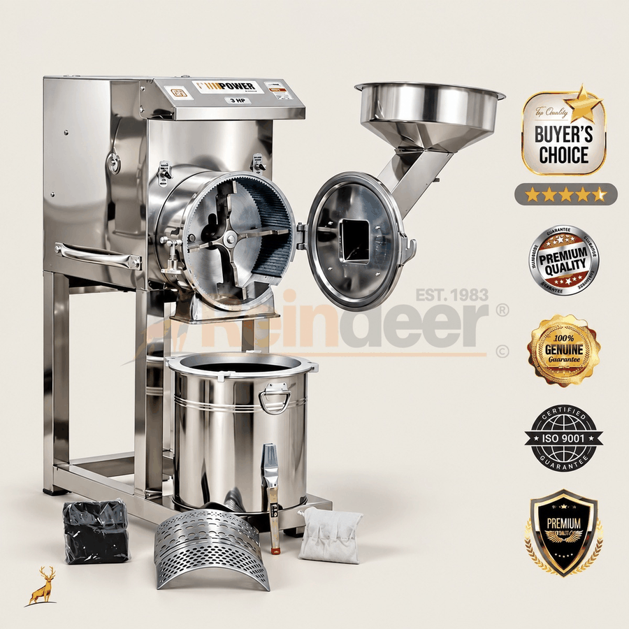 2 hp atta chakki – vista frontal – Reindeer Machinery