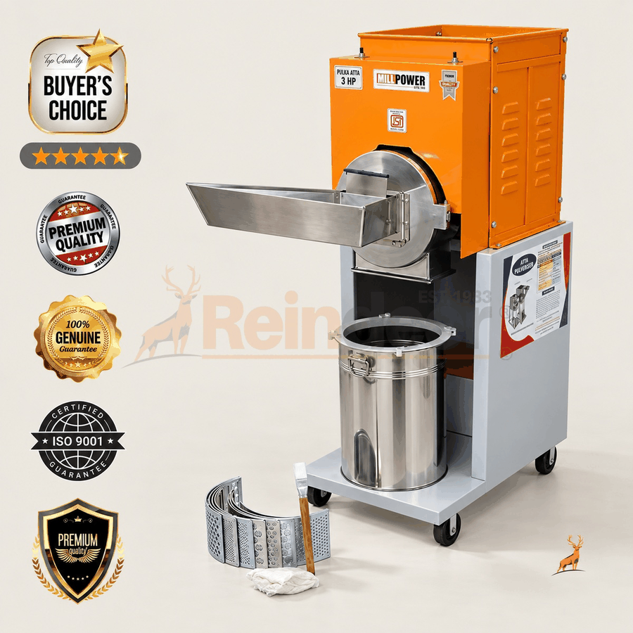 3 hp atta chakki - máquina con accesorios - reindeer machinery